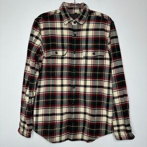 CC Filson Vintage Flannel Work Shirt Mens Size M Plaid Cotton Sand Ironwood